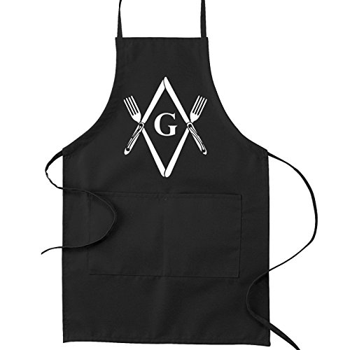 Quadratisch & Kompass Messer & Gabeln Freimaurer Kochen Küche Schürze schwarz von The Masonic Exchange