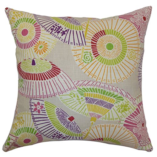 The Pillow Collection Ayesa Regenschirm-Kissenbezug, Leinen, violett, 18x18 von The Pillow Collection