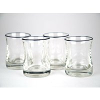 Vintage Kobalt Blauer Rand Tumbler Gläser Set Von 4 Glaswaren von TheBlackPearlVintage