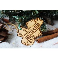 Gravur Dominosteine Weihnachten Ornament Dominofliese Holz Lasergraviert Rustikal Name Personalisiert Baum Dekoration Irisch von TheDribblyYak