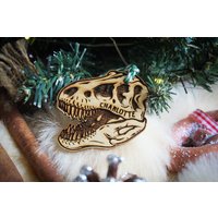 Personalisierte Dinosaurier Schädel Weihnachtsverzierung Paläontologie Fossiler Wissenschaftler Benutzerdefinierte Christbaumkugel Graviert Aus von TheDribblyYak