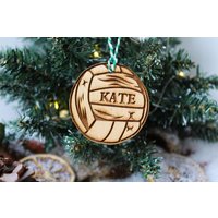 Personalisierte Netball Weihnachtskugel Sport Holz Custom Bauble Laser Graviert Rustikaler Holzname Personalisiert Baum Dekoration Irisch von TheDribblyYak