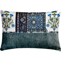 Dekoratives Dekokissen Cover in Persian Blue Jacquard Und Samt Patchwork Kissen Modern Style Home Decor - Gul von TheHomeCentric