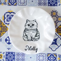 Benutzerdefinierte Katze Teller Futternapf Ringschale Handbemalte Keramikplatte Name Personalisierte Katzenliebhaber Geschenk Farbe Cat Food Dish von TheNestKreationen