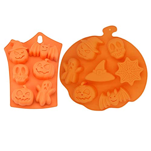 TheStriven 2 Stück Halloween Kürbis Silikon Schokolade Formen 6 Hohlräume DIY Silikonform Halloween Backform Cupcake Keks Molds Schokoladenform für Süßigkeiten, Backen, Kuchendekoration, Schokolade von TheStriven