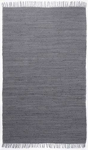 Dhurry | Fleckerl | Flachgewebe-Teppich aus 100% Baumwolle; handgewebt, waschbar, beidseitig verwendbar | 120 x 180 cm; Anthrazit | Happy Cotton Dhurry | Fleckerl | Flachgewebe-Teppich aus 100% Baumwolle; handgewebt, waschbar, beidseitig verwendbar | 120 x 180 cm; Anthrazit | Happy Cotton von Theko