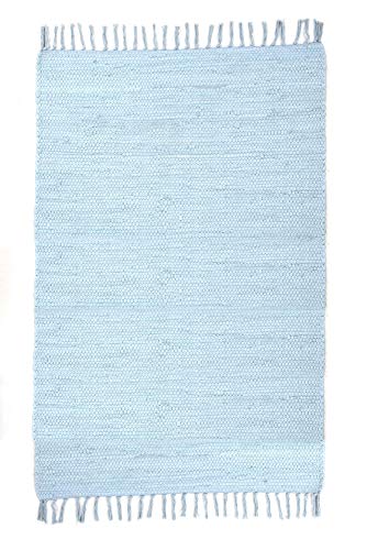 Theko Young Fashion Klassischer Teppich strapazierfähig aus 100% Baumwolle in der Farbe Hellblau 707, Maße: 120cm x 60cm, 415023 Theko Young Fashion Klassischer Teppich strapazierfähig aus 100% Baumwolle in der Farbe Hellblau 707, Maße: 120cm x 60cm, 415023 von Theko
