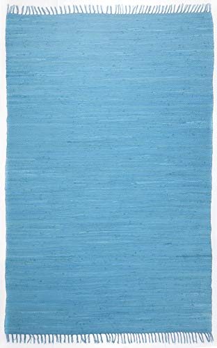 Dhurry | Fleckerl | Flachgewebe-Teppich aus 100% Baumwolle; handgewebt, waschbar, beidseitig verwendbar | 120 x 180 cm; Türkis | Happy Cotton Dhurry | Fleckerl | Flachgewebe-Teppich aus 100% Baumwolle; handgewebt, waschbar, beidseitig verwendbar | 120 x 180 cm; Türkis | Happy Cotton von Theko