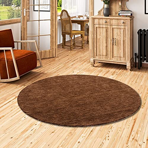 Theko Natur Teppich Indo Gabbeh Ella Braun Rund in 2 Größen Theko Natur Teppich Indo Gabbeh Ella Braun Rund in 2 Größen von Theko