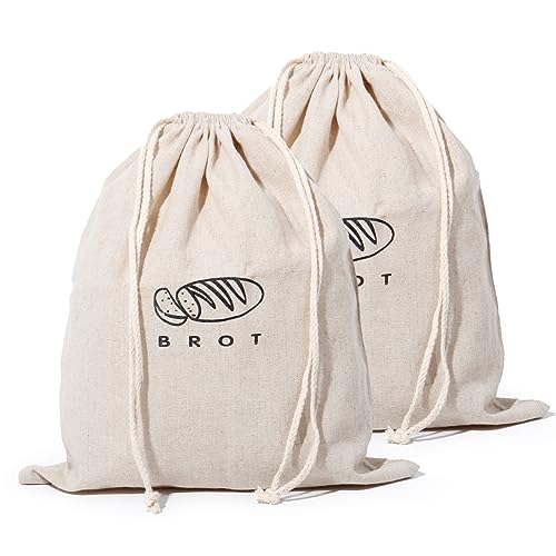 Theo&Cleo Leinen Brotbeutel Aufbewahrung Frischhalten, Leinenbeutel für Brot, Bread Bag, Brotaufbewahrung, Brotkasten (2er Set) von Theo&Cleo