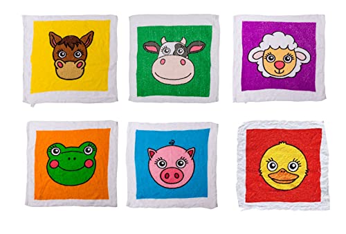 Set Kinder Zauberhandtuch - magisches Handtuch - Magic Handtücher ideal als Gastgeschenk Kindergeburtstag (6 x Tiere) von Theonoi