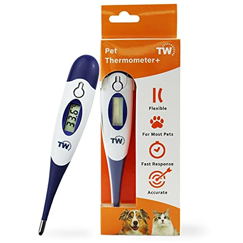 Digitales Haustierthermometer für Tierbesitzer von Hunden, Katzen, Pferd, Tierärzten, flexible Temperatursonde, inkl. Tierarzt-Diagramm von Thermometer World