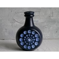 Blaue Vintage-Keramikflasche Von Strehla Made in Esat Germany 670, Vase von ThevintageOldies