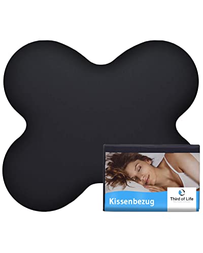 Kissenbezug Schwarz Einzelpack, Perfekt für ACAMAR Seitenschläfer-Kissen, Mako-Baumwolle (Double Jersey), Bügelfrei & trocknergeeignet, Kissenhülle mit Reißverschluss, Oeko-Tex Zertifiziert von Third of Life