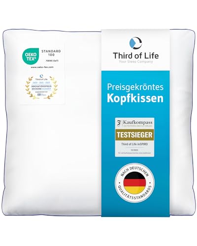 Kopfkissen 80x80 inSPIRO vom Gewinner des Innovationspreis Ergonomie 2022, Bestes ergonomisches Schlafkissen, Geeignet für Seitenschläfer, Rückenschläfer & Bauchschläfer, Optimales HWS Nacken-Kissen von Third of Life