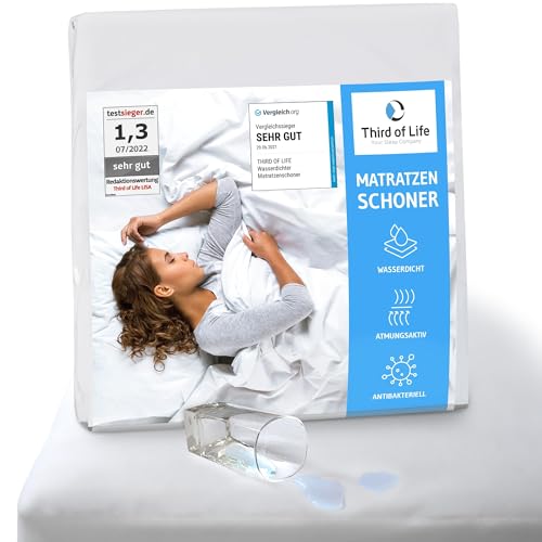 Matratzenschoner wasserdicht und atmungsaktiv, Hypoallergener Matratzen-Bezug 100x200, Optimaler Schutz, Antibakteriell, milbendicht und schimmelresistent, Hygienische Matratzenauflage 100 x 190 / 200 von Third of Life