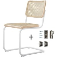 Stuhl Freischwinger S32V inkl. Filzgleiter Set Esche / Gestell weiß lackiert von Thonet