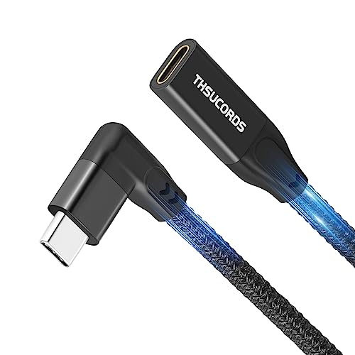 Thsucords 90 Grad Rechtwinkliges USB C Verlängerungskabel 1M, Typ C 3.2 Gen2 Stecker auf Buchse Kabel 20Gbit/s 4K Video kompatibel mit MacBook,iPad Pro,Nintendo Switch,Steam Deck von Thsucords