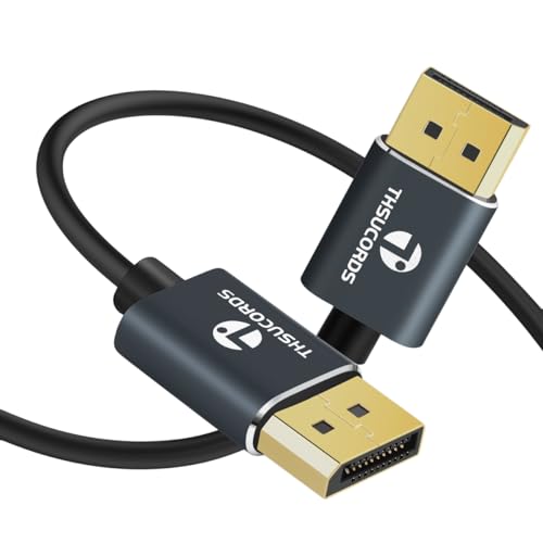 Thsucords DisplayPort Kabel 0.5M, Zertifiziert Ultradünnes 8K 4K DP auf DP 1.4 Kabel, Flexibel Dünne DP Kabel, Kompatibel mit 8K@60Hz, 4K@120Hz,32.4Gbit/s, für Gaming-Monitor, Grafikkarte, Fernseher von Thsucords