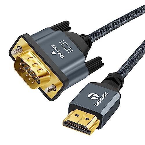 Thsucords Geflochtenes HDMI auf VGA Kabel 1M (Stecker auf Stecker) vergoldet kompatibel mit 720p/1080p Computer,Desktop,Laptop,PC, Monitor,Projektor von Thsucords