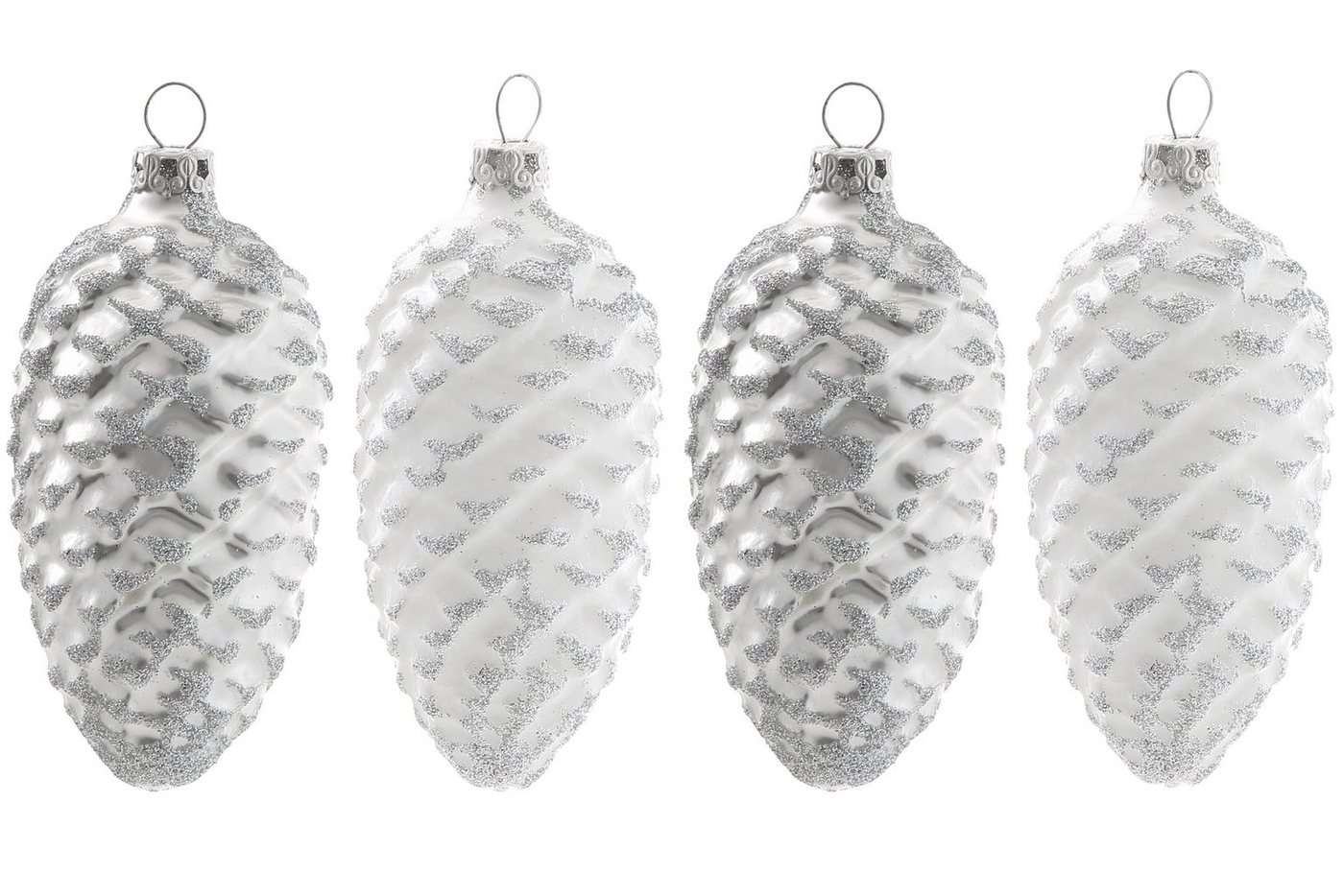 Thüringer Glasdesign Christbaumschmuck Eisprinzessin, Weihnachtsdeko, Christbaumschmuck (4-tlg), Tannenzapfen-Set von Thüringer Glasdesign