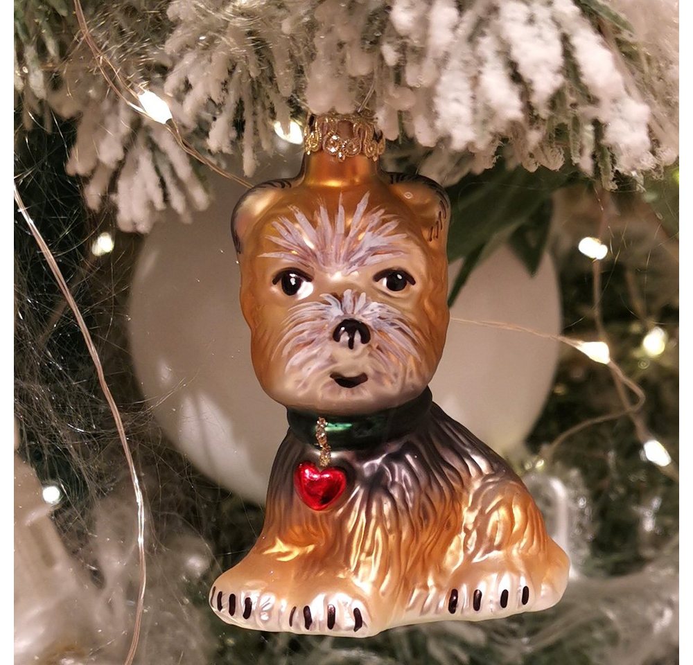 Christbaumschmuck Hundchen, Hund 7,5cm (1-tlg), mundgeblasen, handbemalt von Thüringer Glasdesign