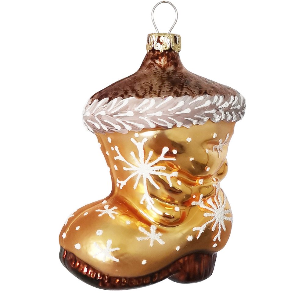 Christbaumschmuck Stiefel gold (1-tlg), mundgeblasen, handbemalt von Thüringer Glasdesign