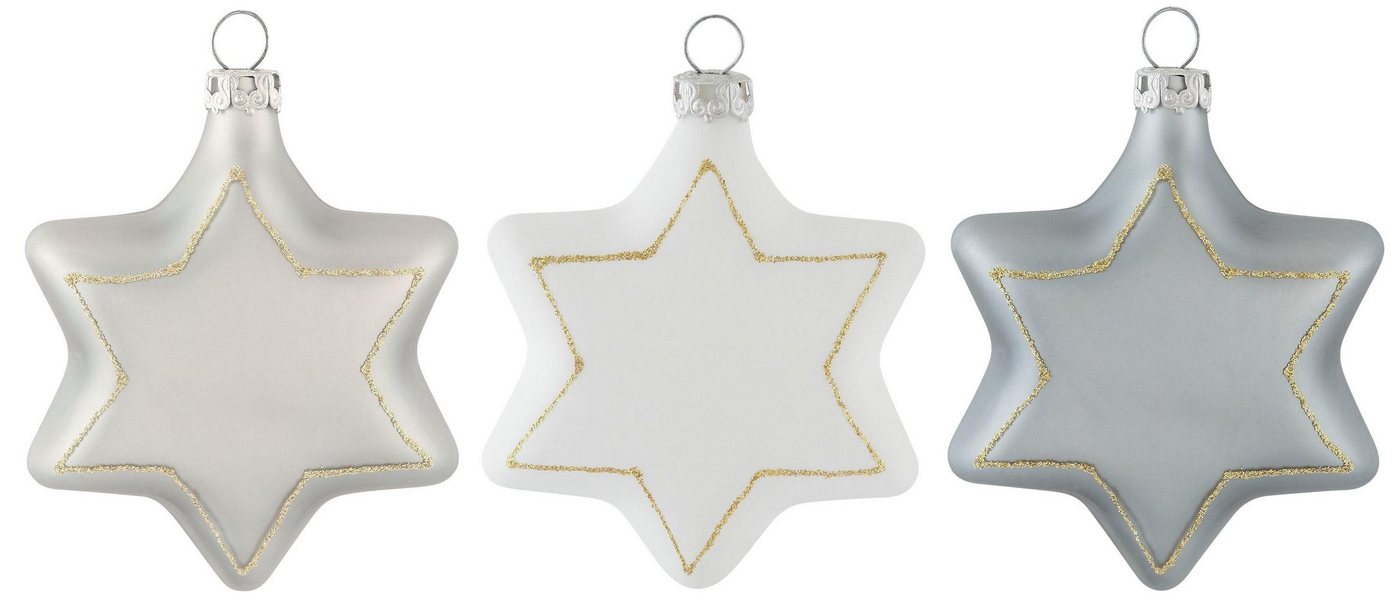 Thüringer Glasdesign Christbaumschmuck White Elegance, Weihnachtsdeko, Christbaumschmuck (3-tlg), Stern von Thüringer Glasdesign