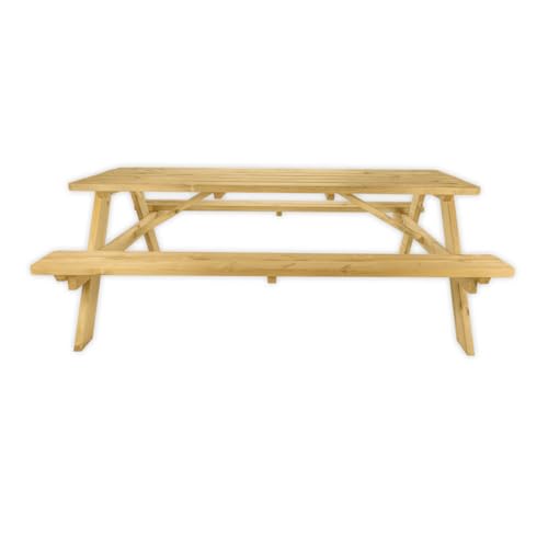 Thuishout | Picknicktisch Deluxe 210 x 70 cm | hochwertige Gartenbank mit Tisch aus Holz | Gartentisch geeignet für 6 Personen | Picknickbank leicht aufzubauen & wetterfest von Thuishout