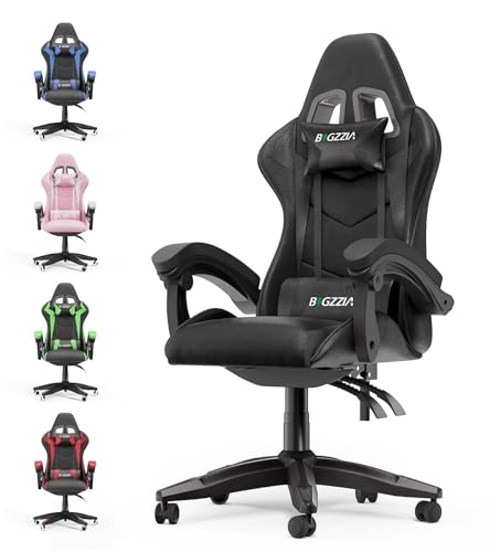 TiLLOw Computerstuhl, ergonomischer Gaming-Stuhl, Gamer-Stühle, mit Universalrädern, gemütlich höhenverstellbar (Color : Black, Size : Without footrest) von TiLLOw