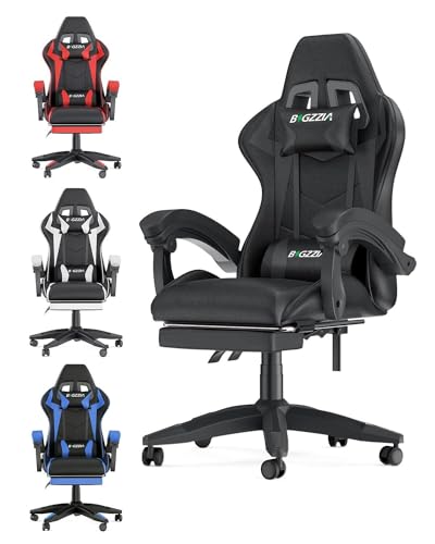 TiLLOw Ergonomischer Gaming-Stuhl, Computerstuhl, Gamer-Stühle, bequemer, Verstellbarer Stuhl (Color : Black, Size : with footrest) von TiLLOw