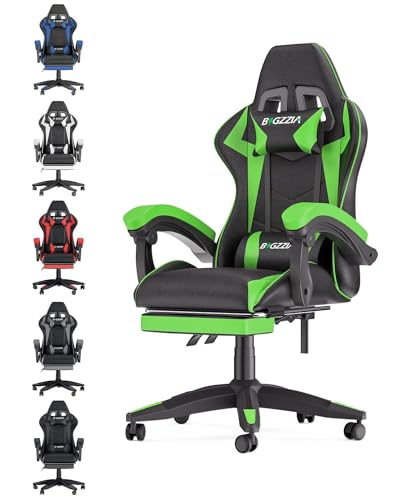TiLLOw Gamer-Stühle, Computerstuhl, ergonomischer Gaming-Stuhl, Verstellbarer Bürostuhl, einfache Lese-/Schreibbewegung, Individualität (Color : Green, Size : with footrest) von TiLLOw