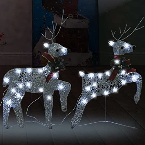 Tidyard 2 STK. Rentier Weihnachtsbeleuchtung, LED Rentier Weihnachtsdeko, LED Leuchtfiguren Rentiere, Kaltweiß 40 LEDs von Tidyard