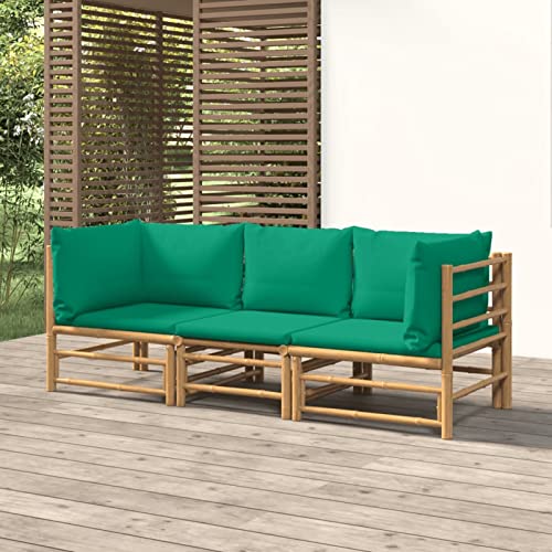 Tidyard 3-TLG. Balkonlounge, Gartenlounge, Loungemöbel Terrasse, Lounge Gartenmöbel Set Bambus, Gartensofa, Sofagarnitur, Terassenmöbel, Kissen von Tidyard