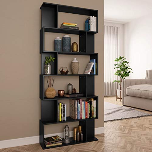 Tidyard Bücherregal Raumteiler Standregal Aufbewahrungsregal Aktenregal Büroregal Wandregal Regal Raumtrenner Mehrzweckregal Wohnzimmermöbel Schwarz 80x24x192 cm Holzwerkstoff von Tidyard