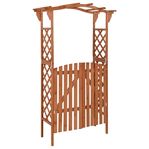 Tidyard Gartenbogen mit Tor Rosenbogen Spalier Torbogen Rankgitter Rankhilfe Tür Pergola Rankenbogen Rosengestell Massivholz Tanne 116x40x204 cm von Tidyard