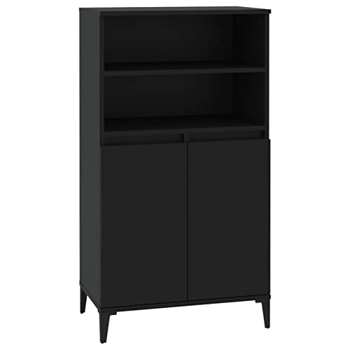 Tidyard Highboard Hochschrank Anrichte Sideboard Lagerschrank Vitrinenschrank Küchenschrank Aufbewahrungsschrank Standschrank Mehrzweckschrank Badschrank 60 x 36 x 110 cm (B x T x H) Schwarz von Tidyard