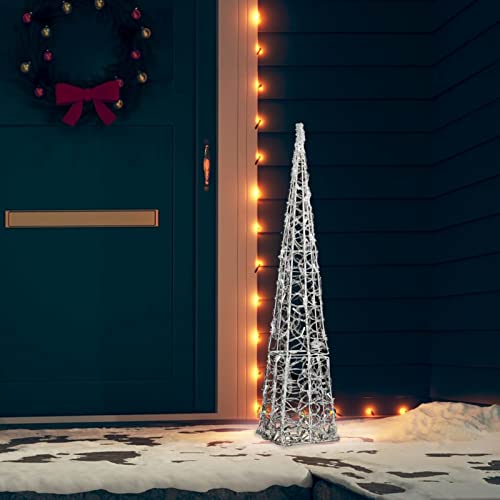 Tidyard LED Leuchtkegel Weihnachtsbeleuchtung Weihnachtsdeko Weihnachten Dekorationsleuchte Lichterpyramide Acryl Deko Kaltweiß 90 cm von Tidyard