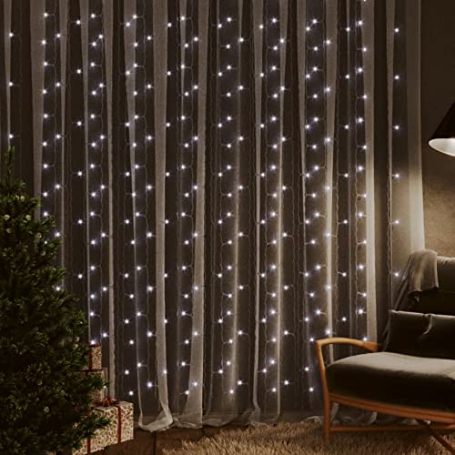 Tidyard LED-Lichtervorhang Dekorationsprojekt Weihnachtsdekoration für Weihnachten, Partys, Hochzeiten und andere Feiertage 3x3 m 300 LEDs Kaltweiß 8 Funktionen von Tidyard