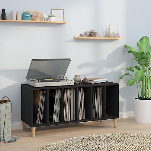 Tidyard Plattenschrank Beistellschrank TV-Schrank Sideboard Kommode Aufbewahrungsschrank Aktenschrank Büroschrank Schallplattenschrank Schrank für Wohnzimmer, Schwarz 100x38x48 cm Holzwerkstoff von Tidyard