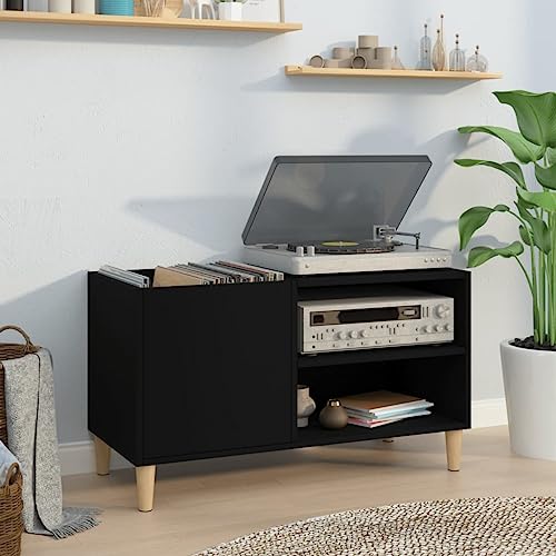 Tidyard Plattenschrank Beistellschrank TV-Schrank Sideboard Kommode Aufbewahrungsschrank Aktenschrank Büroschrank Schallplattenschrank Schrank für Wohnzimmer, Schwarz 84,5x38x48 cm Holzwerkstoff von Tidyard