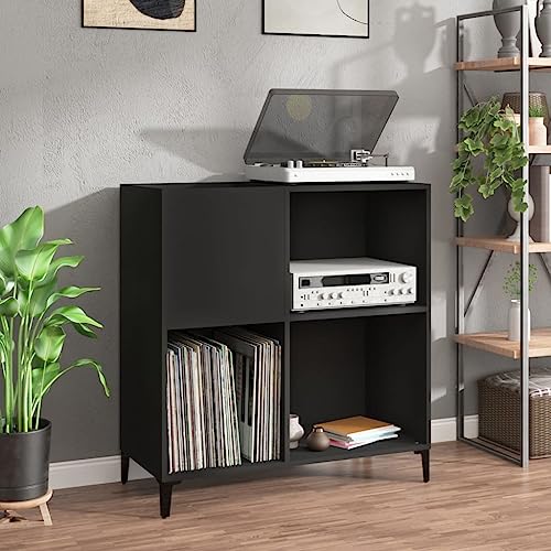 Tidyard Plattenschrank Schallplattenschrank Beistellschrank TV-Schrank Sideboard Kommode Aufbewahrungsschrank Aktenschrank Büroschrank Schrank für Wohnzimmer,Schwarz 84,5x38x89 cm Holzwerkstoff von Tidyard