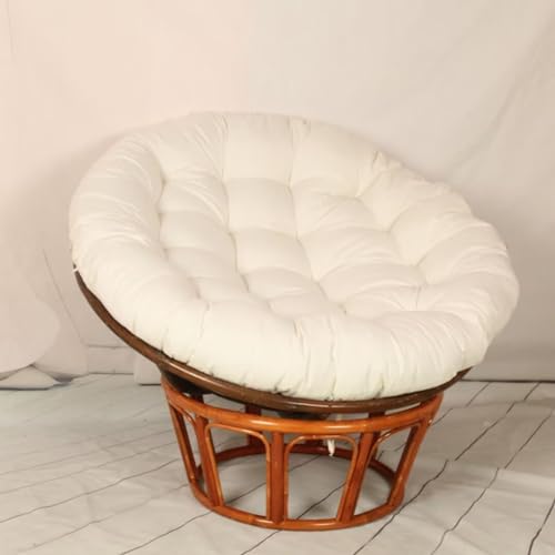 Tielag Papasansessel Kissen, Papasan Sitzkissen für Hängesessel, Rund Papasan Sessel, Polster Sitzauflage für Gartenmöbel Sesselkissen, Milchig, 90 x 90 cm von Tielag