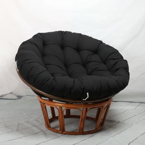 Tielag Papasansessel Kissen, Papasan Sitzkissen für Hängesessel, Rund Papasan Sessel, Polster Sitzauflage für Gartenmöbel Sesselkissen, Schwarz, 60 x 60 cm von Tielag