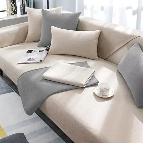 Tielag Sofabezug Anti Rutsch, Sofaschutz L Form, Sofaschoner Sofaschutz Hund Kratzschutz Katze, Couch Bezug Ecksofa Schmutzabweisend, Sofa Abdeckung 1 2 3 4 Sitzer, Beige, 70×240cm von Tielag