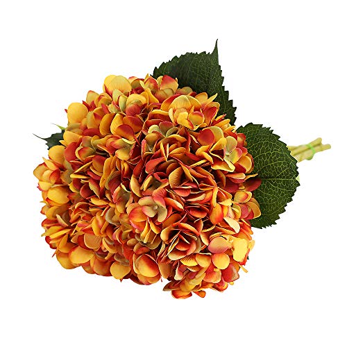 Tifuly künstliche Hortensie-Blume, 5 PCS realistische einzelne Lange Stamm-Silk Hydrangea-Blumensträuße für Hochzeit, Haus, Hotel, Parteidekoration, Blumengesteck(Vintage Orange) von Tifuly