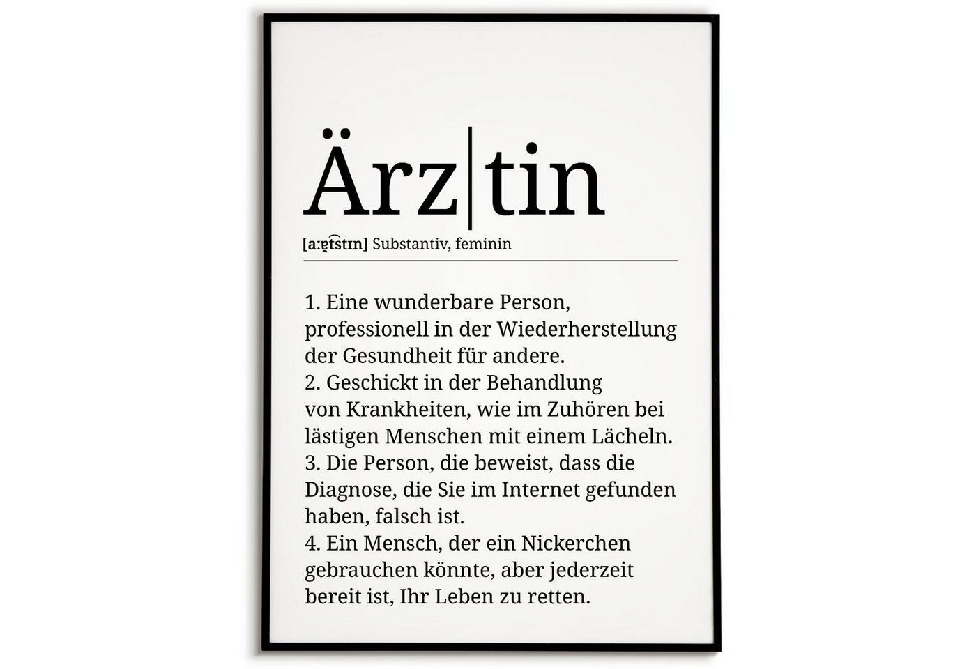 Tigerlino Poster Ärztin Definition Wandbild Medizinerin Geschenk von Tigerlino