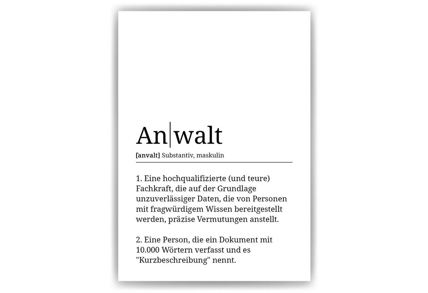 Tigerlino Poster Anwalt Definition Wandbild Mitarbeiter Geschenk von Tigerlino