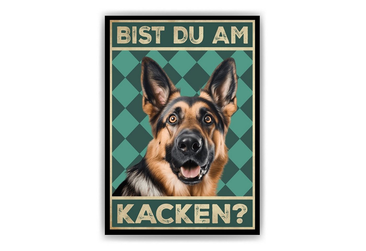 Tigerlino Poster Bist du am Kacken? Hunde Wandbild DIN A4 Gästebad Badezimmer Gäste-WC, Deutscher Schäferhund von Tigerlino