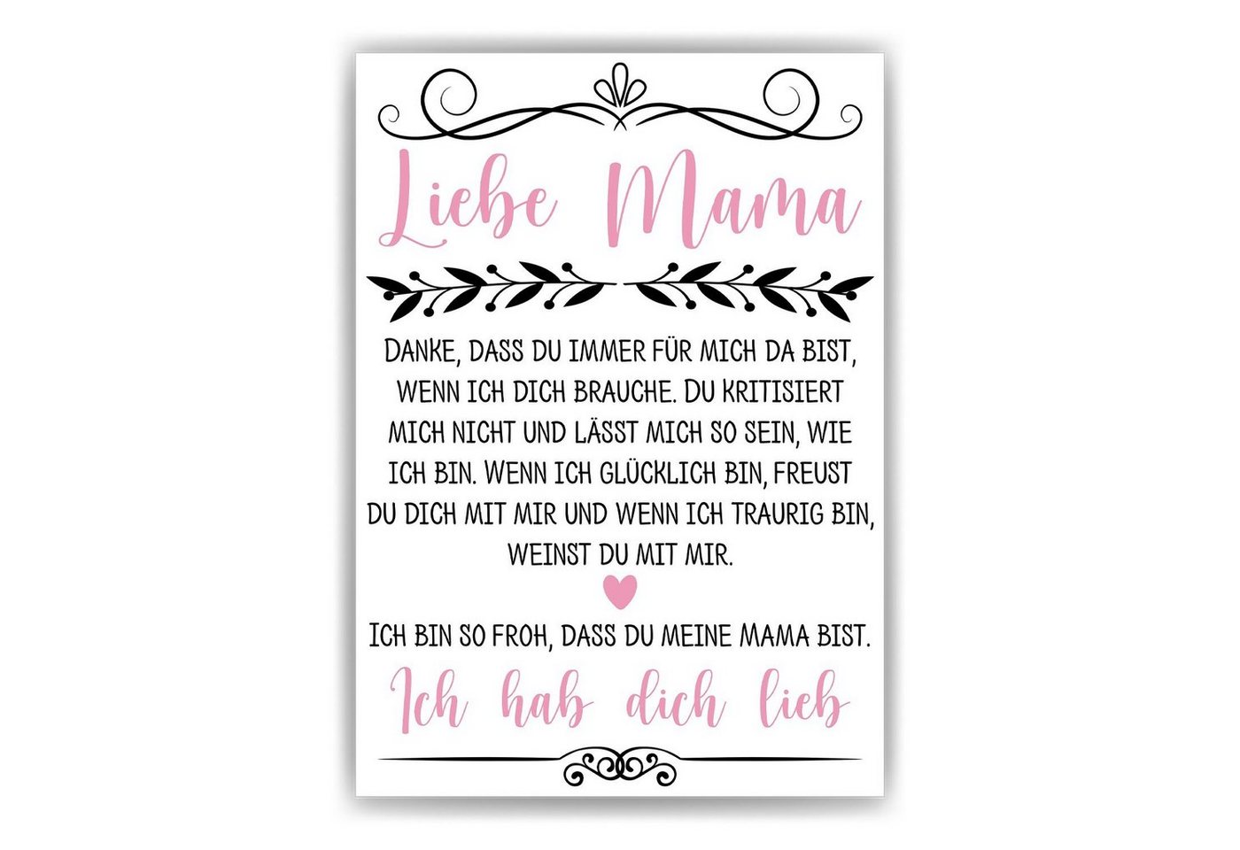 Tigerlino Poster Mama Geschenk Muttertag Geburtstag Danke Mama Spruch, DIN A4 von Tigerlino